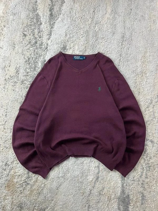 Polo Ralph Lauren Wine V-Neck Sweater Size M
